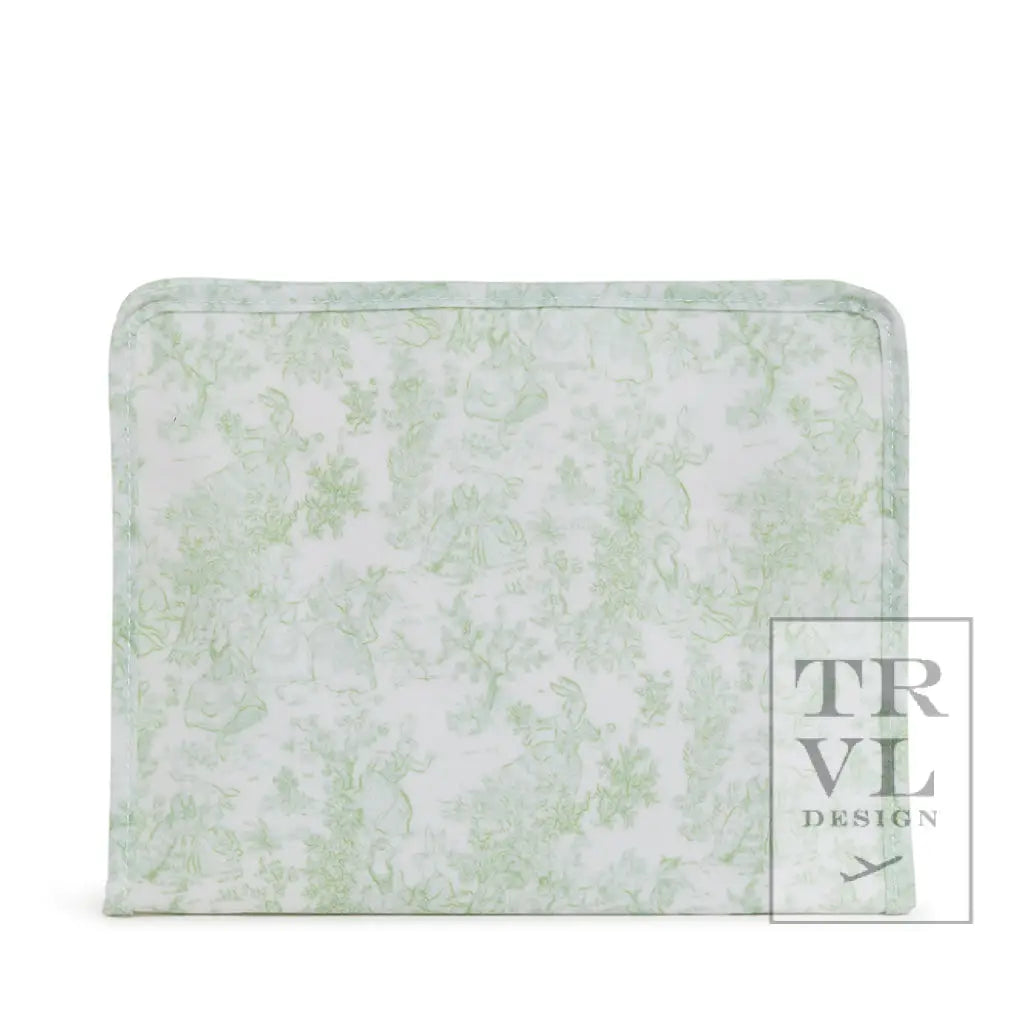 Roadie Medium - Bunny Toile Green Zip Pouch