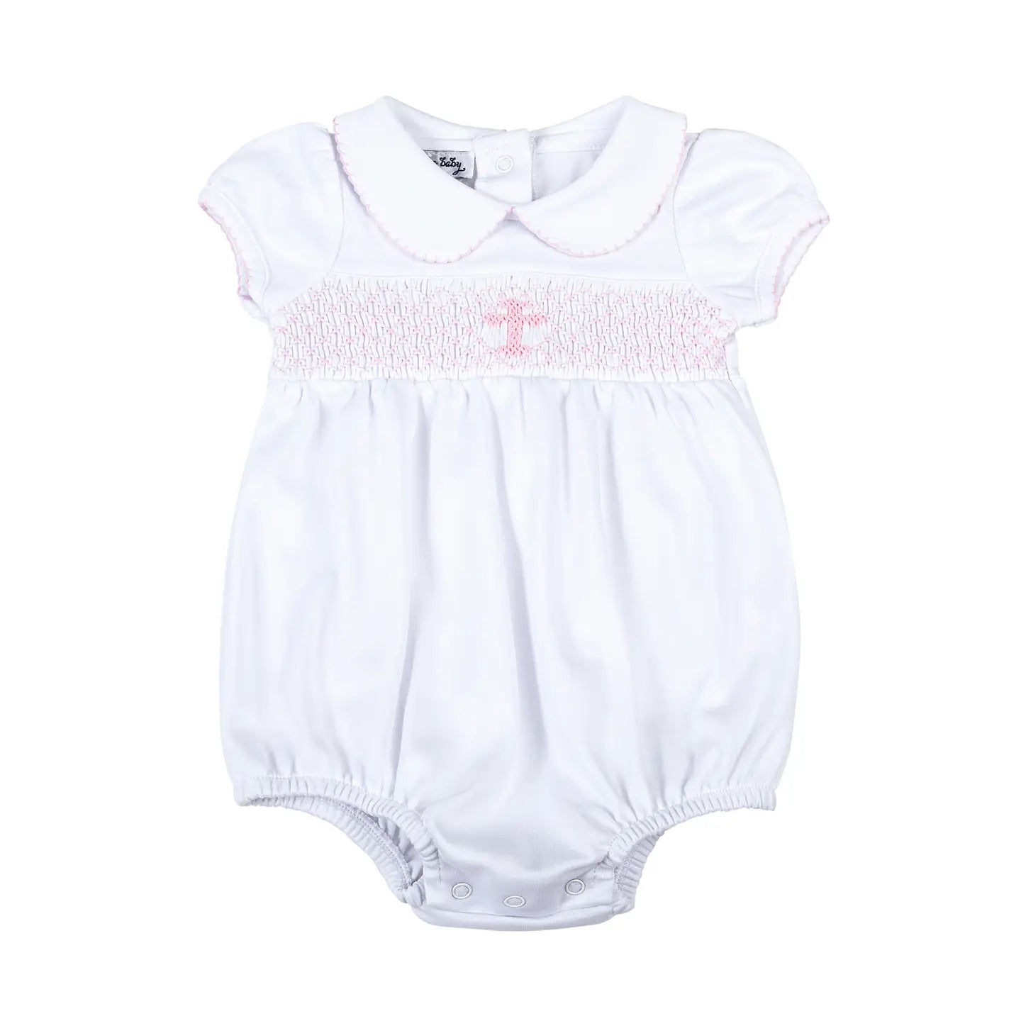 Blessed Smocked Collared Bubble - Pink