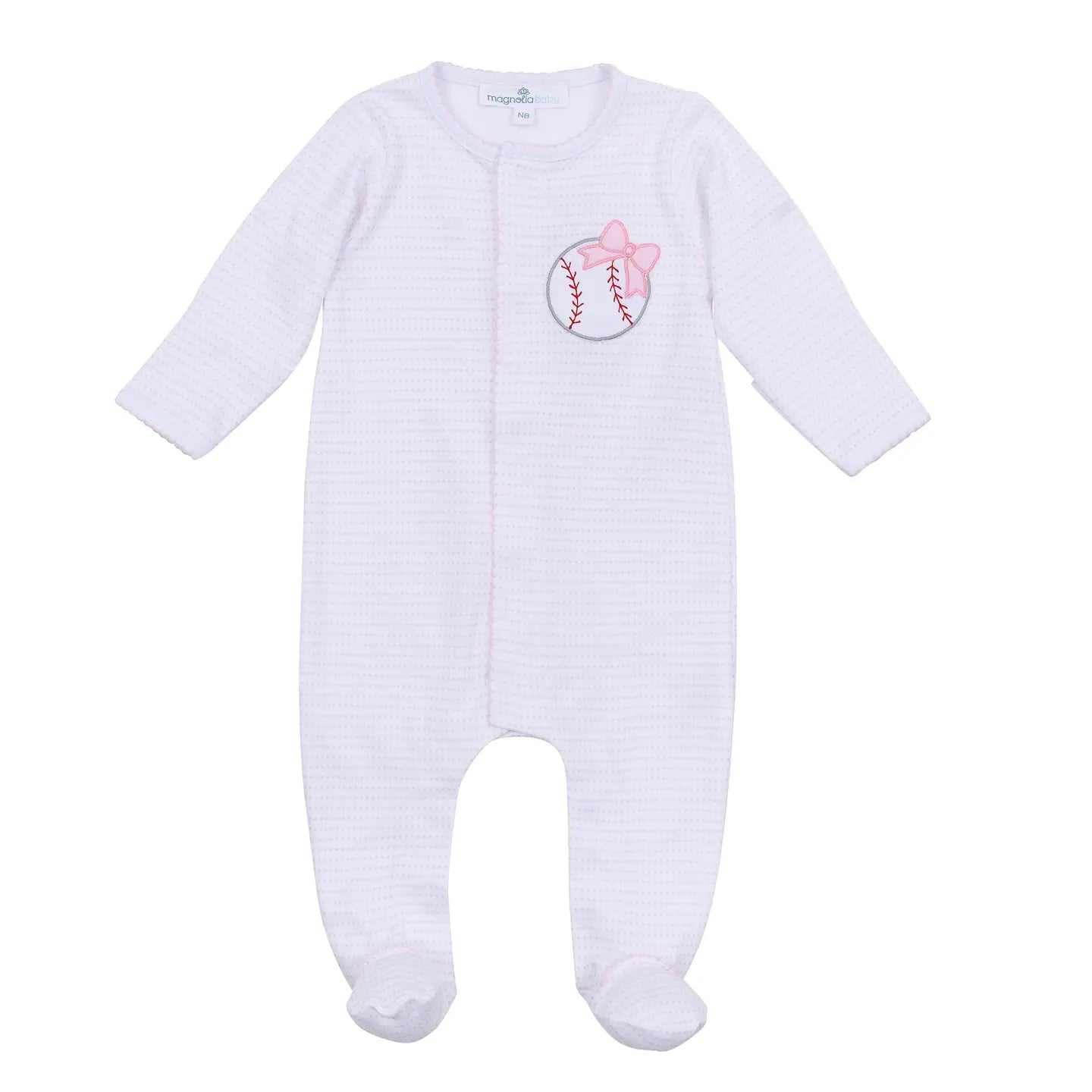 Tiny Slugger Applique Footie - Pink