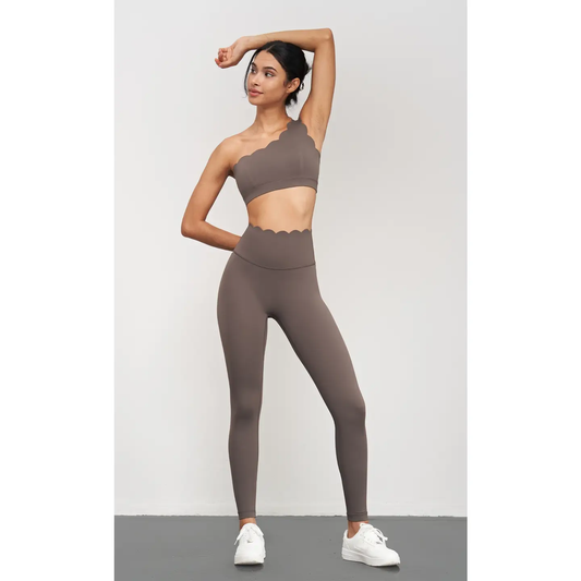 Scallop One Shoulder Sports Bra & Legging Set