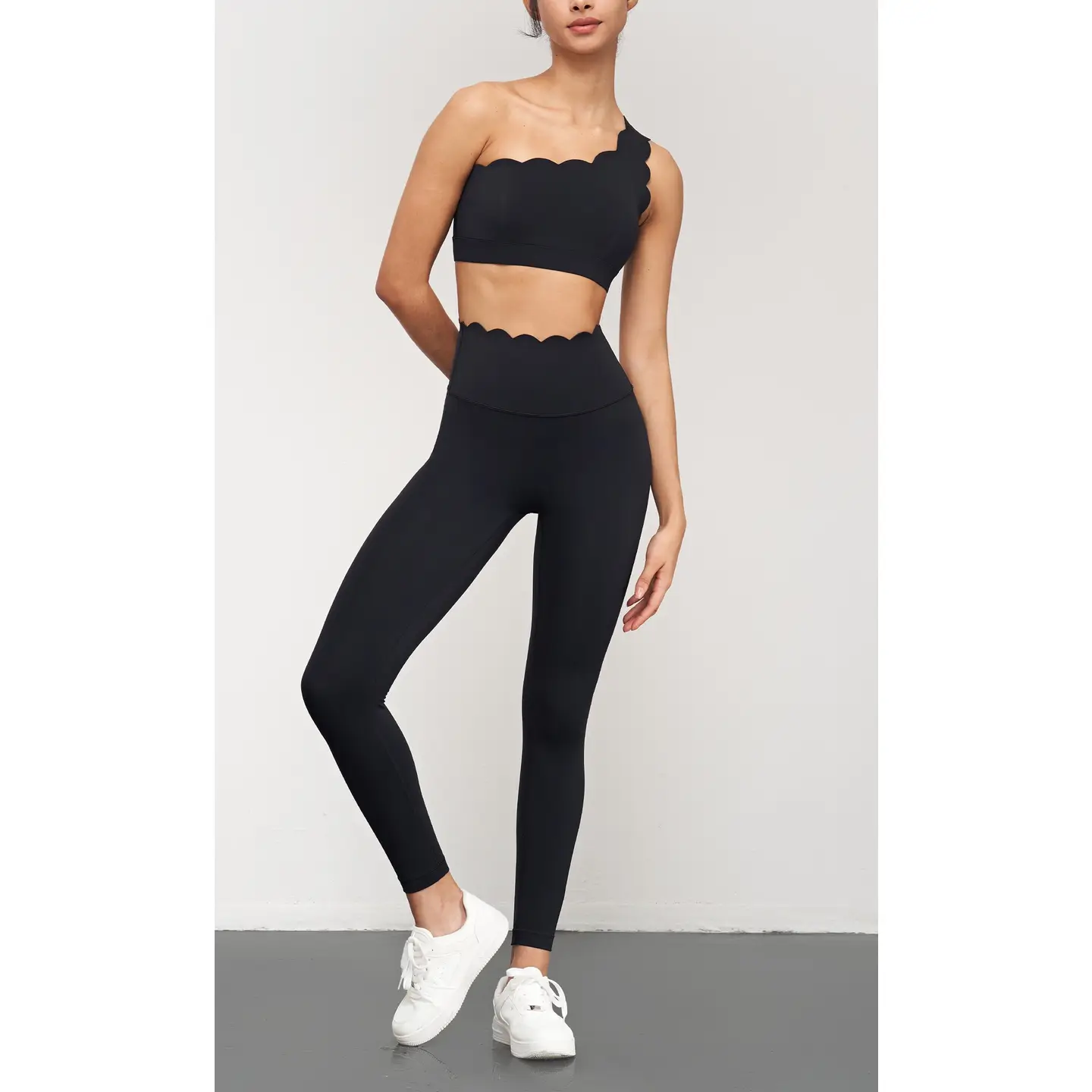 Scallop One Shoulder Sports Bra & Legging Set